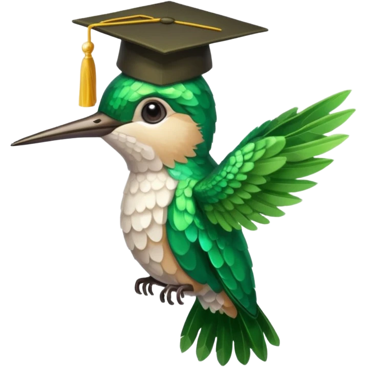 Un colibri con birrete de graduación  emoji