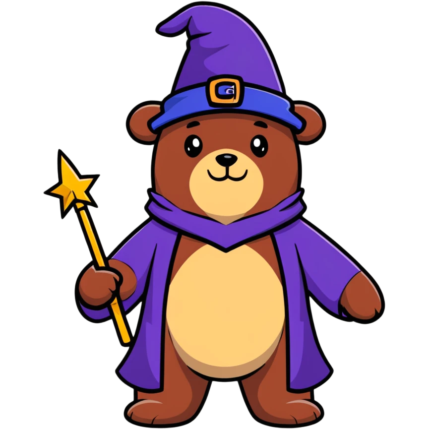 bear wizard cartoon sticker emoji