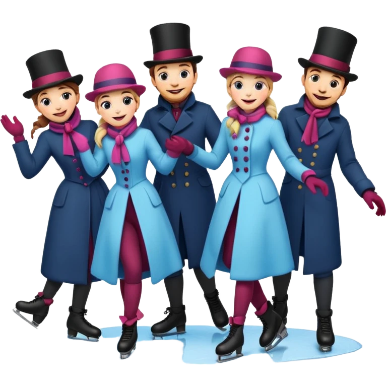 group of vistorian ice skaters ona  frozen lake emoji