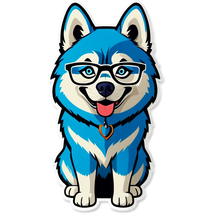 Husky with glasses  emoji