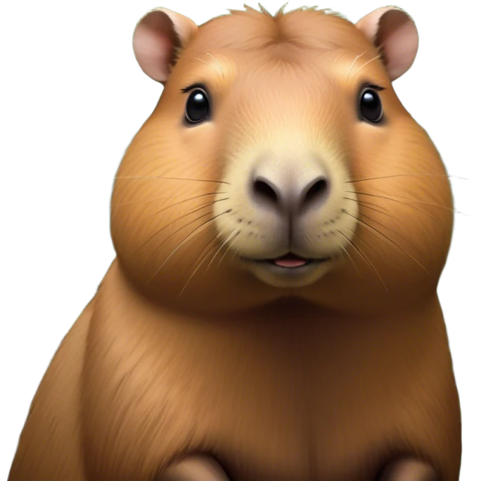 Cinematic Noble Capybara Portrait Emoji, Poised and serene, with a robust, rounded build and a distinctly capybara head featuring a broad, slightly flattened face, short snout and small, rounded ears, covered in soft, earthy fur and gentle, wise eyes, Simplified yet sharp and sophisticated features, highly detailed, glowing with a warm, natural glow, high shine, intelligent and calm, stylized with an air of understated authority, focused and attentive, soft glowing outline, capturing the essence of a watchful and confident capybara guardian that feels as though it could step out of the screen with effortless authority! emoji