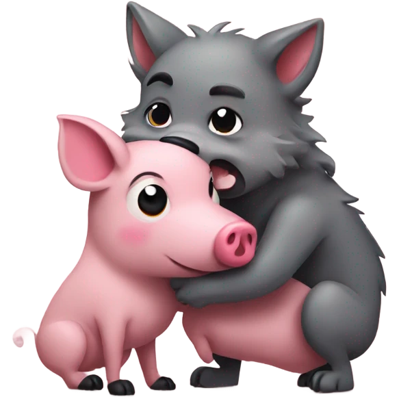 Wolf and pig hugging emoji