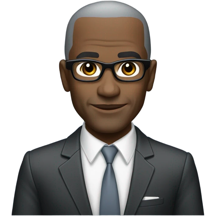 deon sanders with suit and glasses and buzz cut and small eyes over 50 shadow small beard emoji