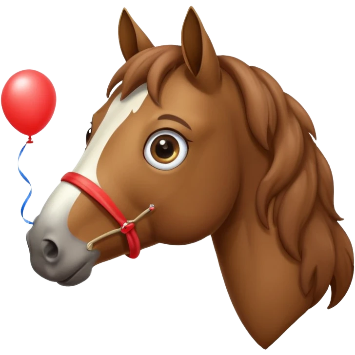 A horse inhaling a balloon emoji