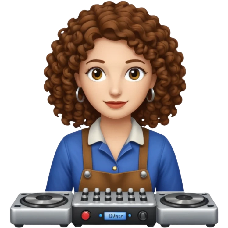 pioneer-woman with curly hair dj-mixer emoji