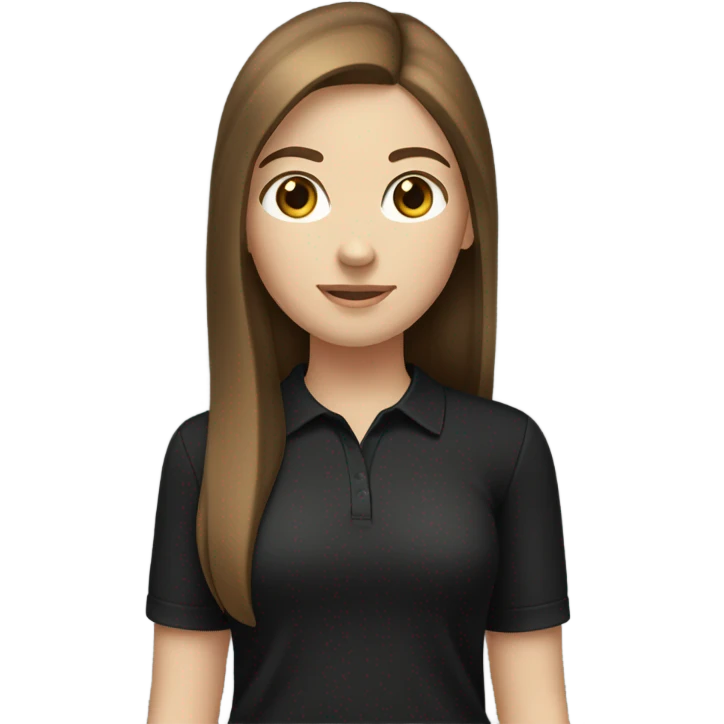 Brown straight hair white skin brown eyes black shirt teenage girl emoji