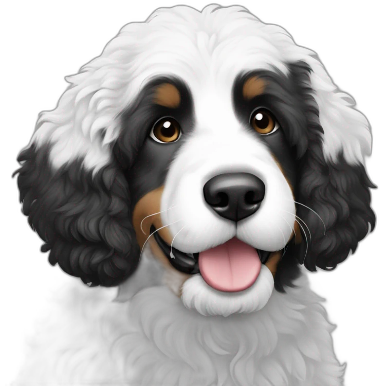 black white bernedoodle no color emoji