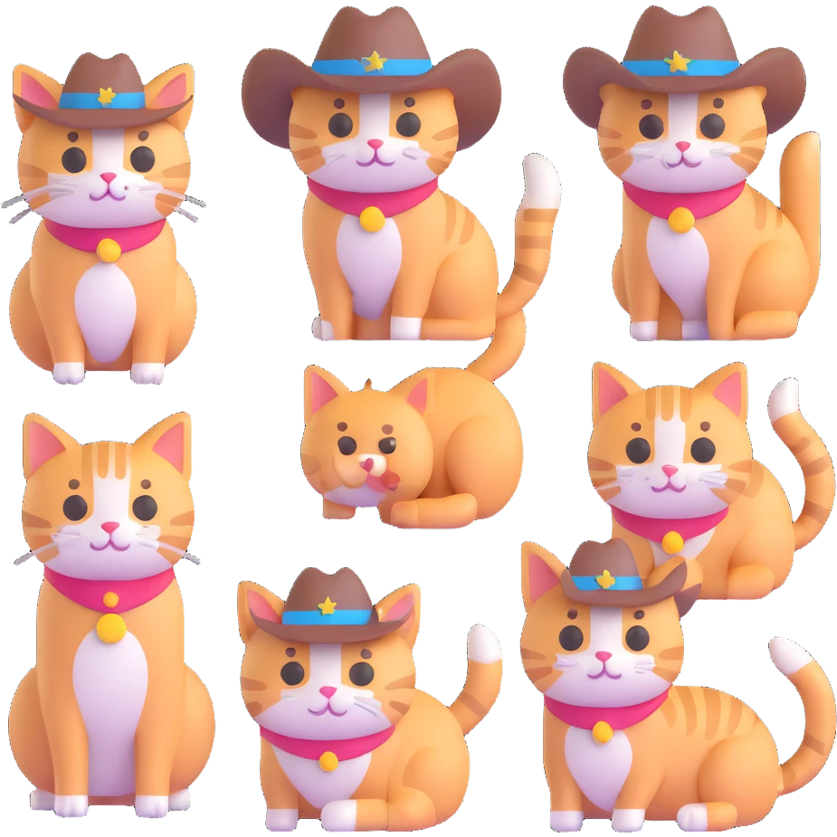group of cats wearing cowboy hats emoji