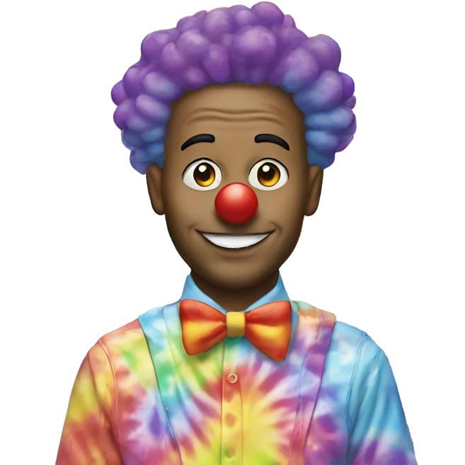 Clown wearing tie dye emoji