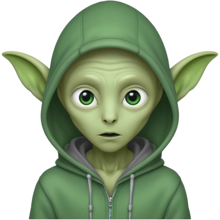 Aliens Green, hoodie, high long ears emoji