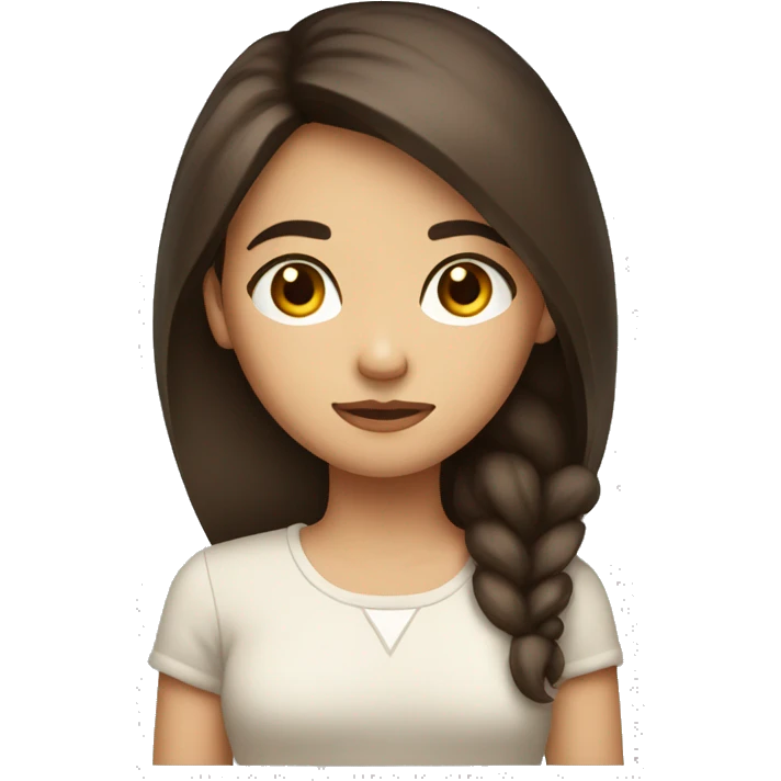 A brunette girl with brown eyes and light skin crossing her arms because she is not happy emoji