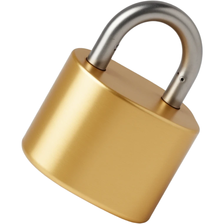 metallic 3D-looking padlock icon with reflections and depth in skeuomorphism style emoji