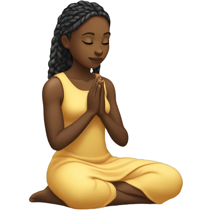 Black girl praying on knees emoji