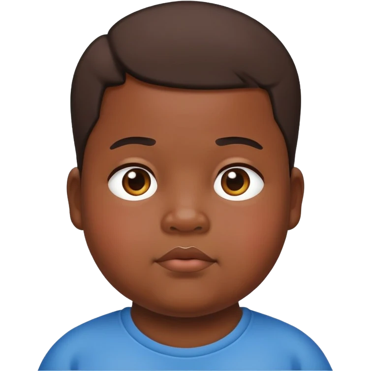 light but dark skin short fat kid with double chin emoji