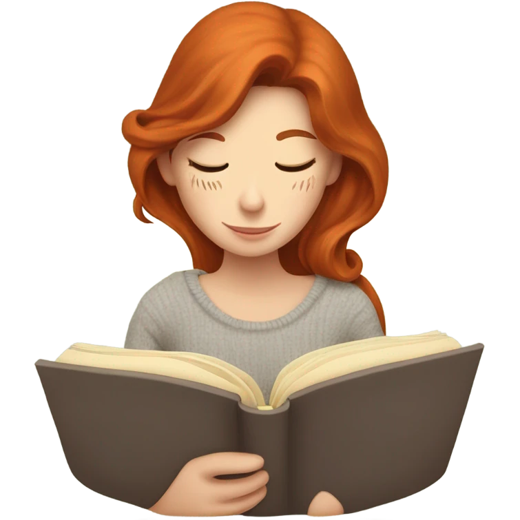 Cozy redhead Reading a book with tea  emoji