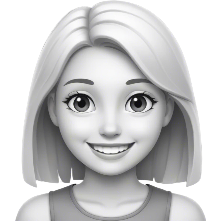 smiling girl in greyscale  emoji