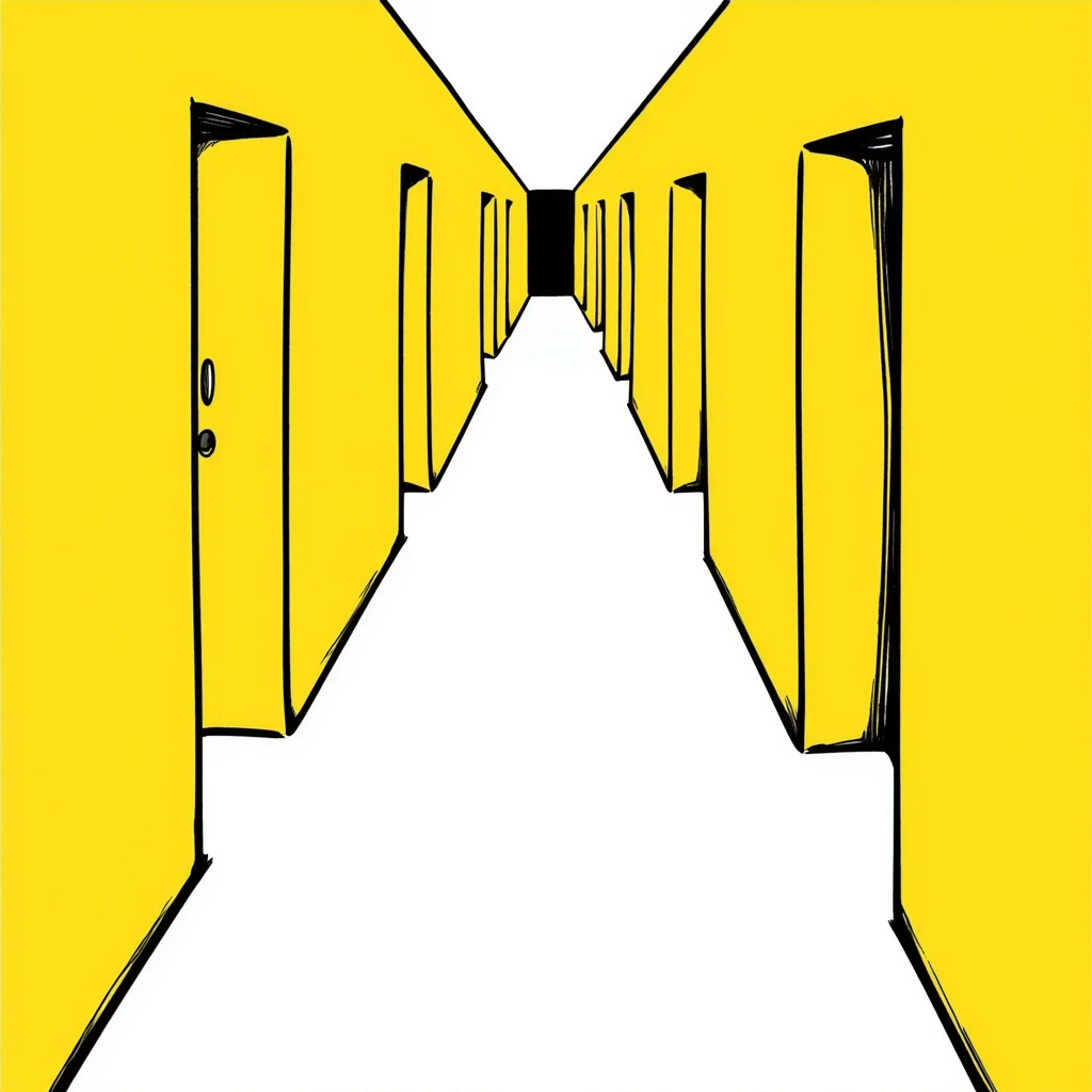 the backrooms, endless yellow rooms, eerie, liminal, hand-drawn doodle style emoji