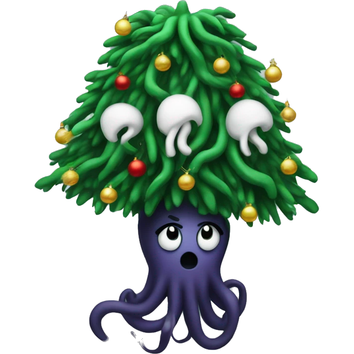 dark tentacles holding Christmas tree emoji