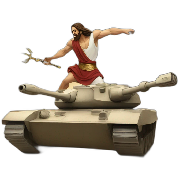 jesus fighting the zeus on tanks emoji