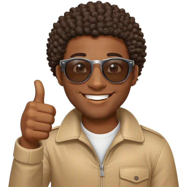 African Black tribal man with curly hair wearing sunglasses smiling thumbs up emoji