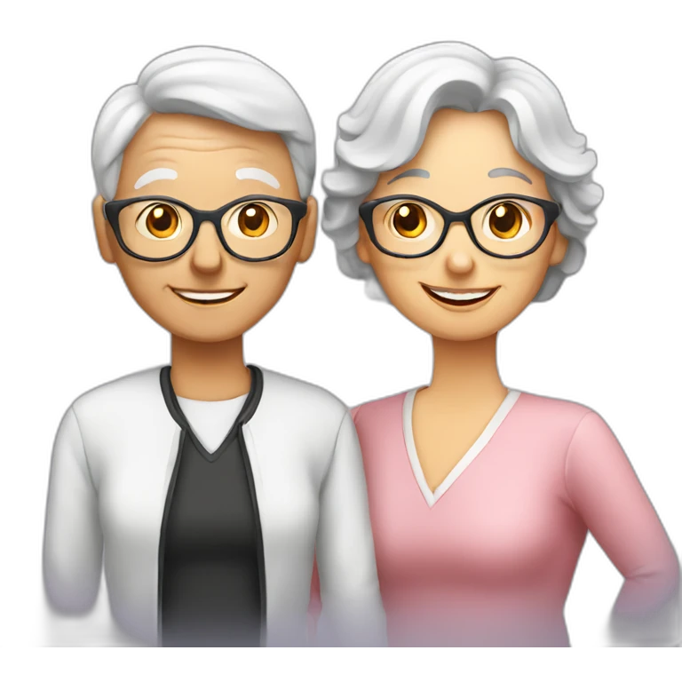 Seniors together with older lady teacher emoji