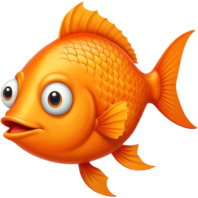 derpy stupid looking fish with googly eyes and goofy expression, facing directly to the right emoji
