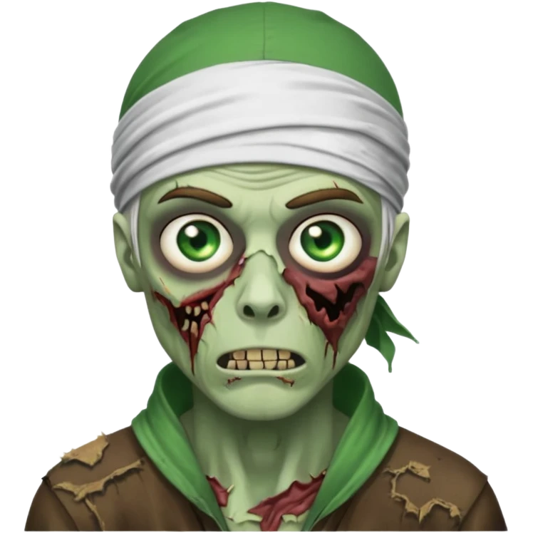 Withe durag, men zombie and green eye color, with dark zombie clothes emoji