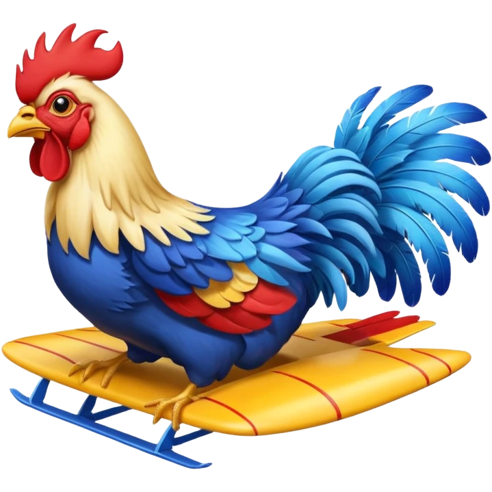 rooster driving flying glider emoji