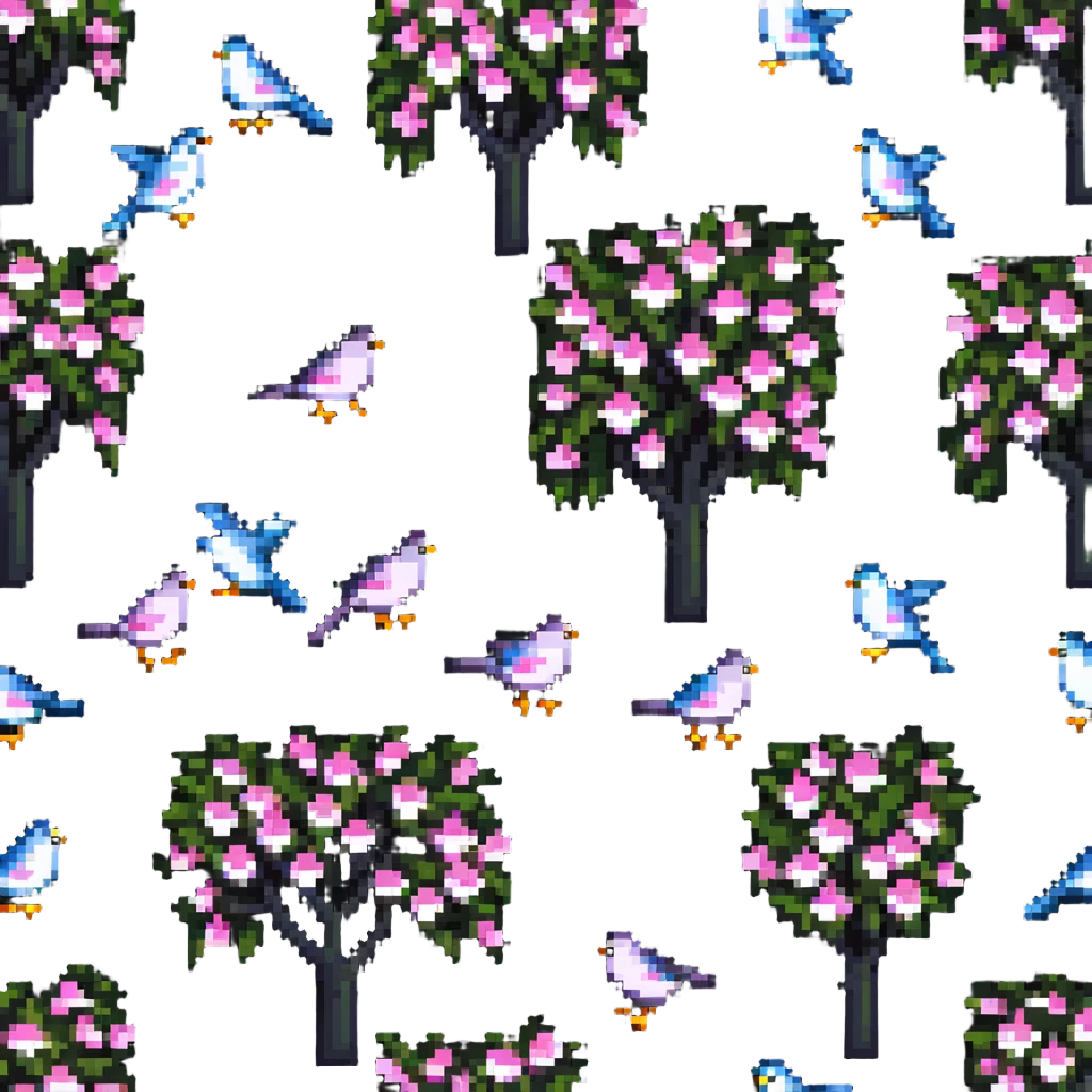 blooming tree with birds emoji