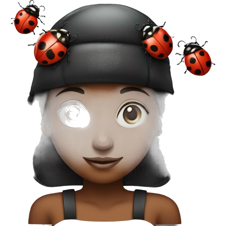 Girl with a lady bug hat emoji