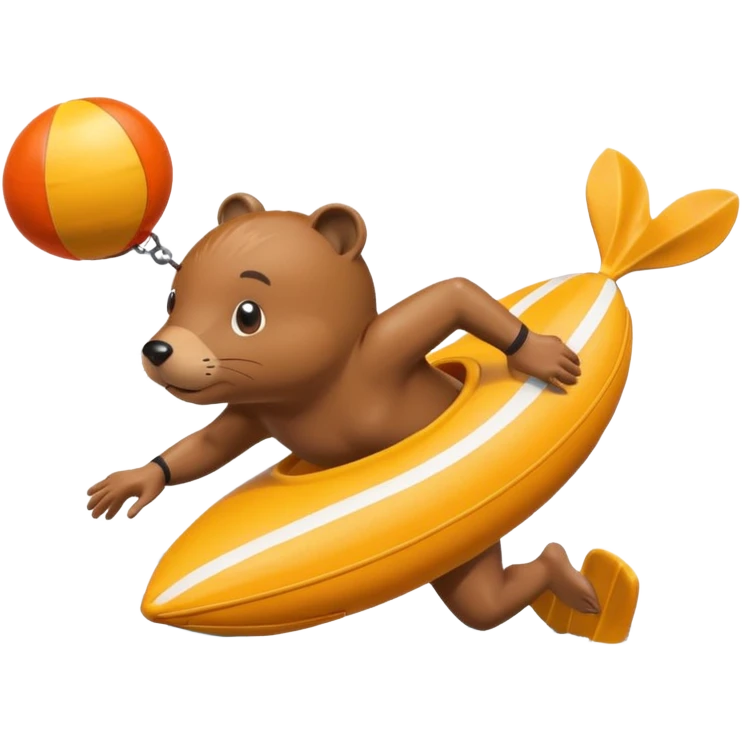 A focused beaver swimmer wearing a racing suit, diving past a floating buoy.


 emoji
