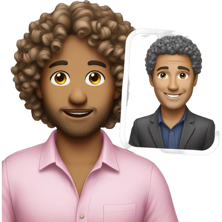 Real estate agent pink shirt curly hair emoji