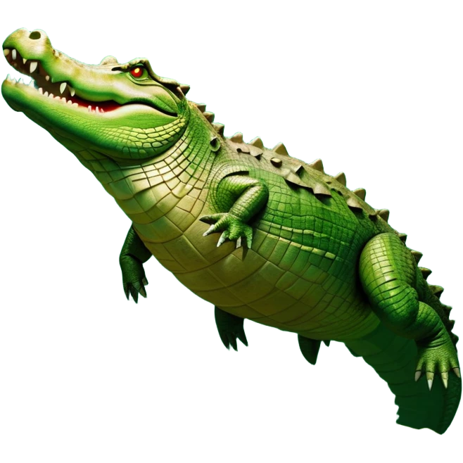 cinematic-crocodile-realistic-full-body-lounging-emoji,-massive-scaled-body-partially-submerged-in-shallow-water,-head-tilted-dramatically,-rough-green-and-brown-hide-textured-with-deep-ridges,-simplified-yet-realistic-focused-features,-highly-detailed,-glowing-with-an-almost-sarcastic-glow emoji