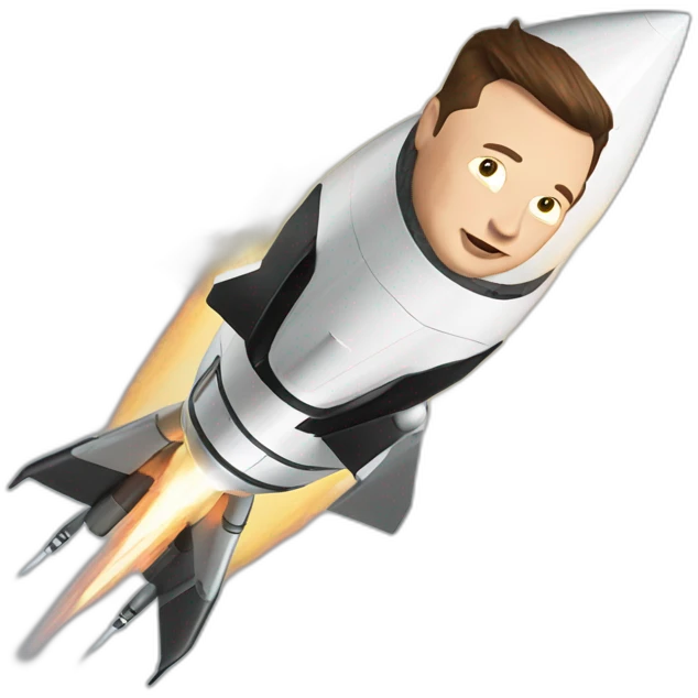 elon musk with a rocket going out of the bottom emoji