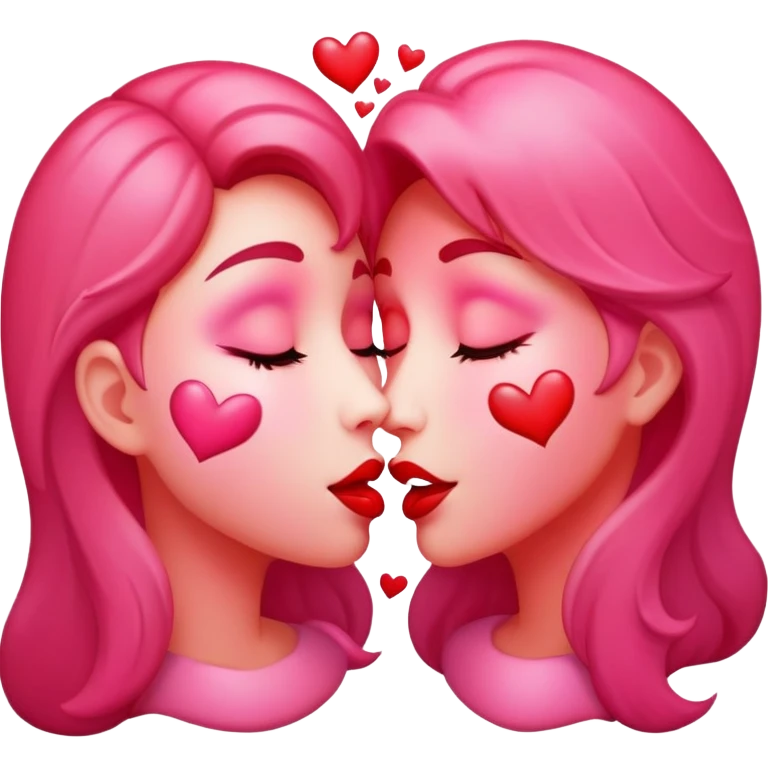 passionate kiss with hearts emoji