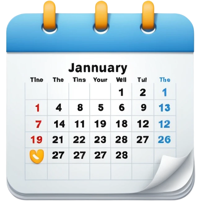 calendar, first page, day 1 emoji