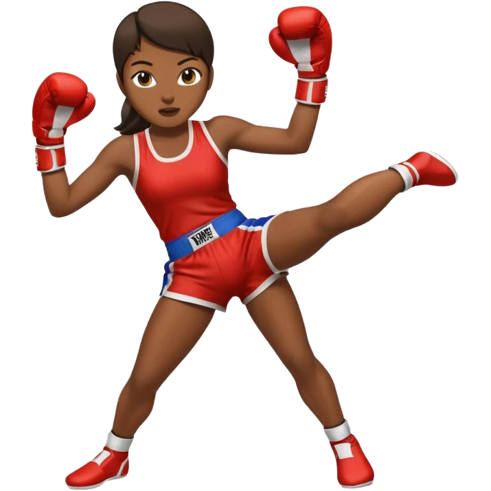 woman thai boxing click legs up in thai boxing suit emoji