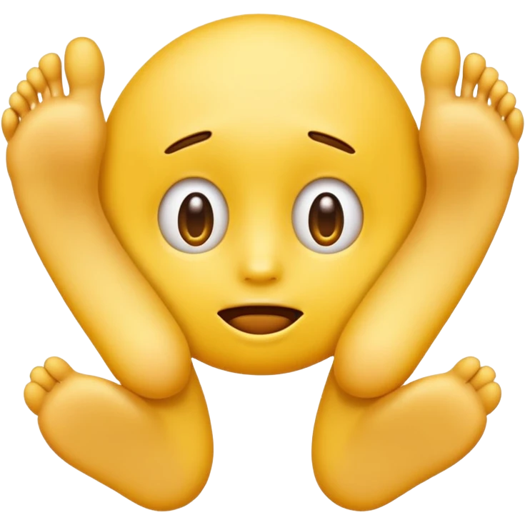 funny confused face yellow emoji with two feet  emoji