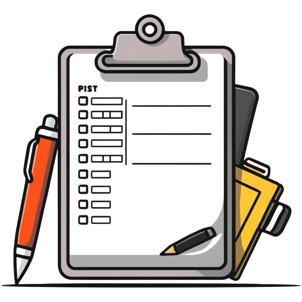 clipboard with task list and gear emoji