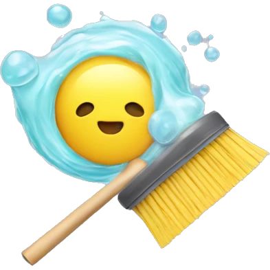 tube with soap and cleaning broom emoji