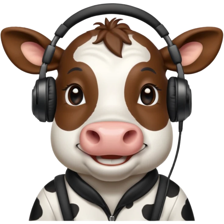 smiling cow with black headphones emoji