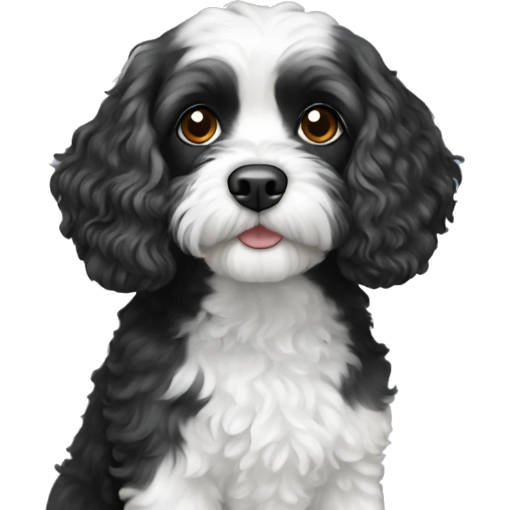 Black and white cavapoo emoji