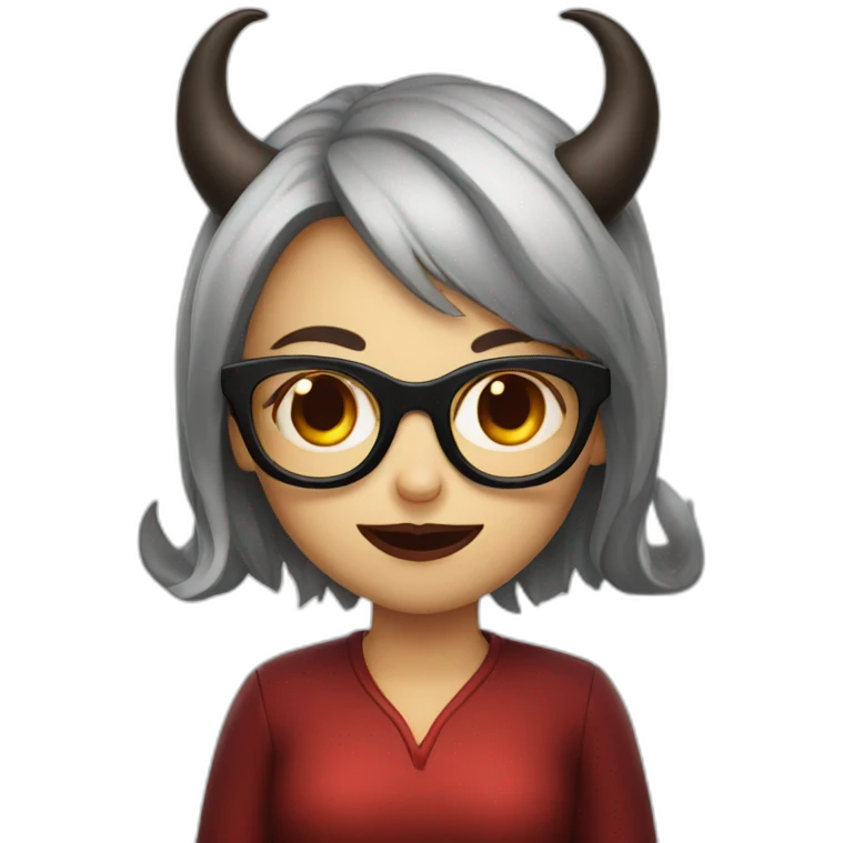 Devil girl with glasses and horns emoji