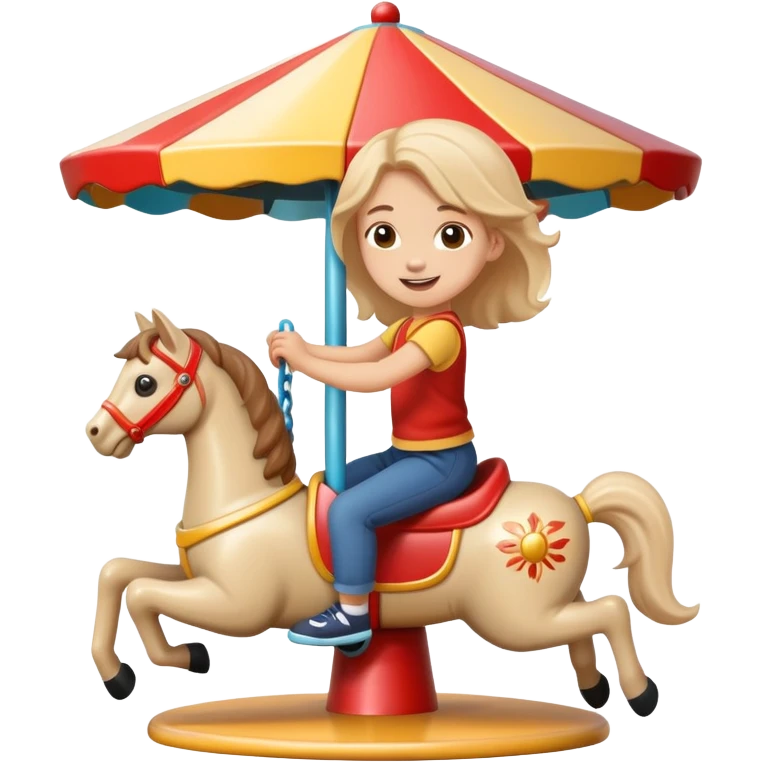 child spinning on a playground merry-go-round, cheerful and playful emoji