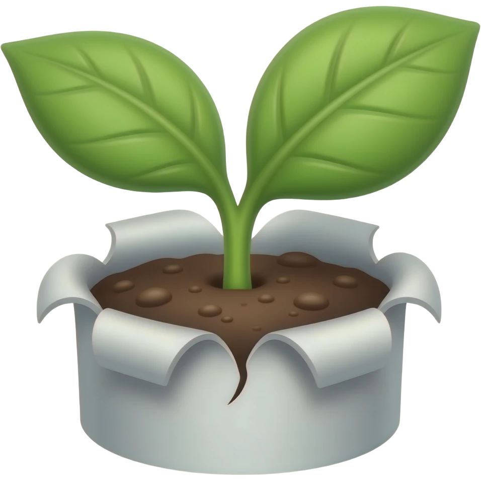 Росток прорастает из рекламного баннера emoji
