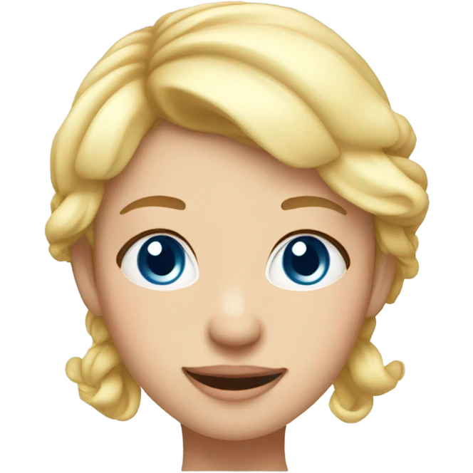 Girl with white skin, blue eyes, and blonde hair wearing a birthday hat emoji