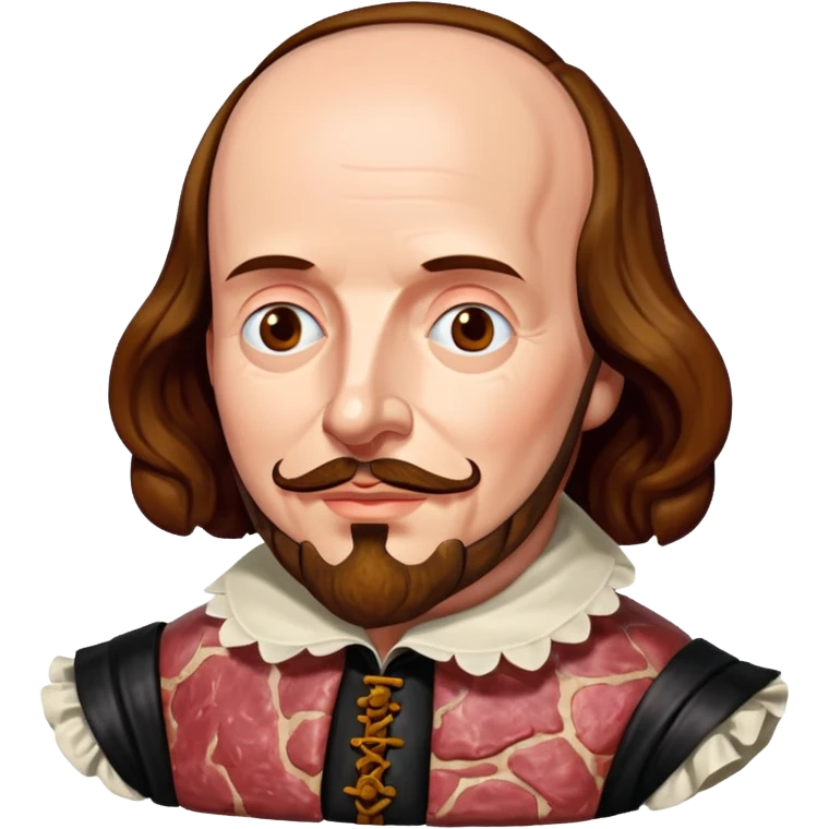 jeff koons style william shakespeare made of spam meat sculpture portrait  emoji
