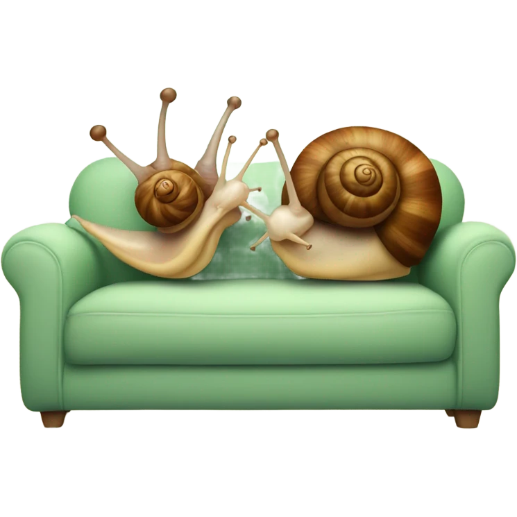 Two snails sitting on a couch  emoji