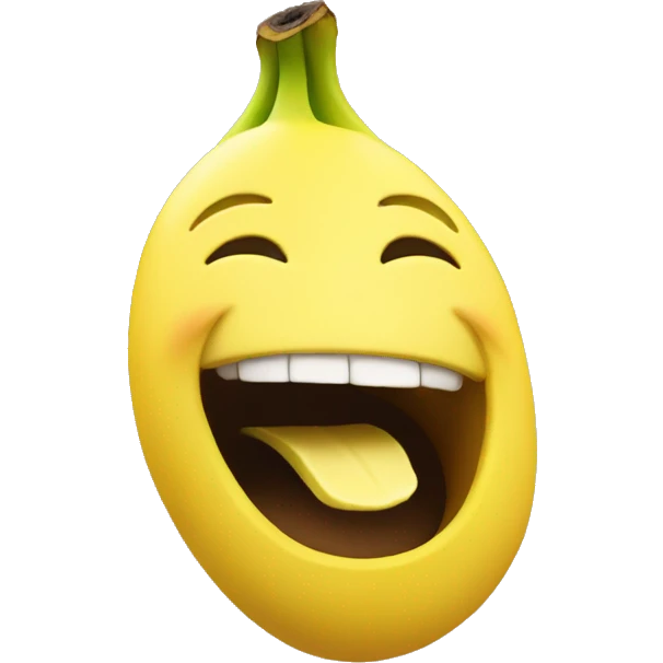 happy face with banan in place of mouth emoji
