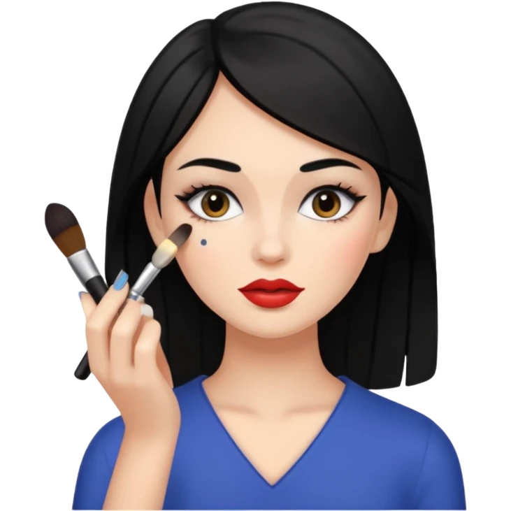 메이크업 해주고 있는 검정색 머리의 여성 emoji